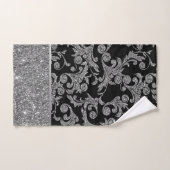 光沢エレガントのある銀スタイリッシュ色の黒い金ゴールド渦巻き バスタオルセット (ハンドタオル)