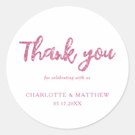 光沢エレガントマゼンタグリッター結婚の ラウンドシール