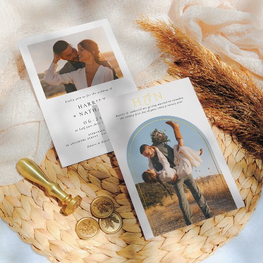 光沢エレガントモダンミニマル結婚リスト2 箔招待状