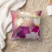 光沢エレガント紫クリスマスオーナメント クッション (ブランケット)