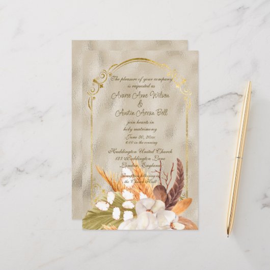 光沢エレガント金ゴールドフレーム(パンパスグラス付) (正面/裏面インサイチュ)