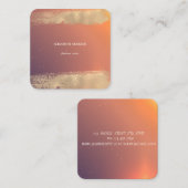 光沢エレガント、ミニマル、フェイク金ゴールドブラシ線 スクエア名刺 (正面/裏面)