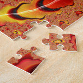 光沢オレンジストライプの色フラクタルクワッドらせん状 ジグソーパズル (側面)