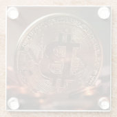 光沢カッコいいのあるBitcoinのスタック ガラスコースター (裏面)