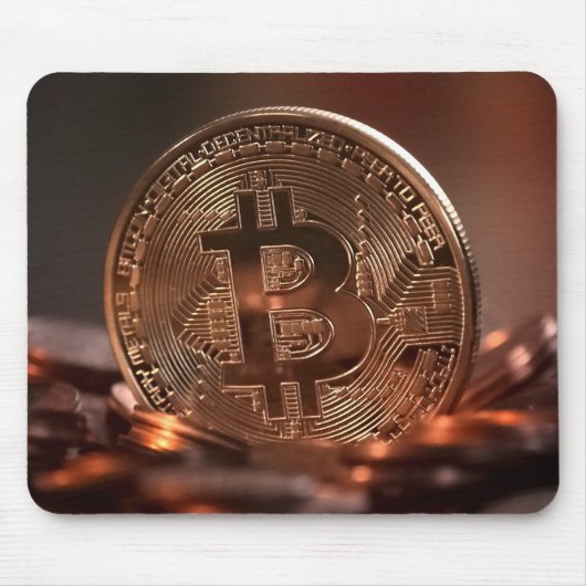 光沢カッコいいのあるBitcoinのスタック マウスパッド (正面)
