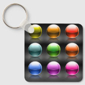 光沢カラフル球アイコン抽象芸術ボール キーホルダー (正面)