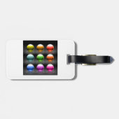 光沢カラフル球アイコン抽象芸術ボール ラゲッジタグ (裏面横)