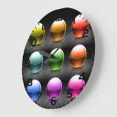 光沢カラフル球アイコン抽象芸術ボール ラージ壁時計 (傾斜)