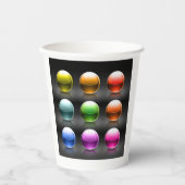 光沢カラフル球アイコン抽象芸術ボール 紙コップ (正面)