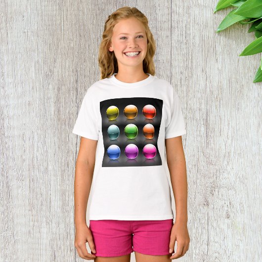 光沢カラフル球アイコン抽象芸術ボール Tシャツ