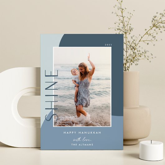 光沢カラーブロック |写真縦型ハヌカー シーズンカード