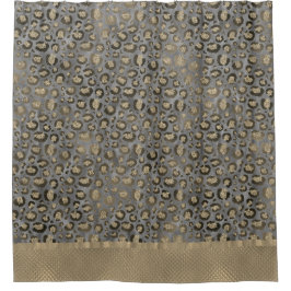 光沢グレーのキラキラ色ヒョウ印刷 シャワーカーテン