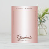 光沢サンゴ赤面ピンク金ゴールドグリッター卒業 案内状 (スタンド正面)