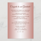 光沢サンゴ赤面ピンク金ゴールドグリッター卒業 案内状 (裏面)