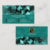 光沢ターコイズ多角形結晶化学者 名刺 (正面/裏面)