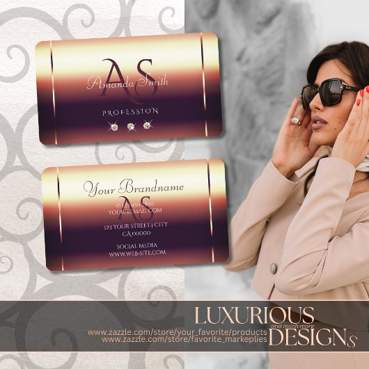 光沢バラ金ゴールド光学スパークルダイヤモンドイニシャル 名刺