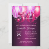 光沢バルーン素晴らしい50th誕生日パーティー 招待状 (正面)