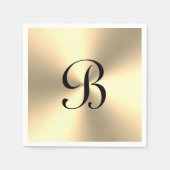 光沢パーソナライズされた金ゴールド金属モノグラカスタムム スタンダードカクテルナプキン (正面)