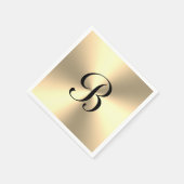 光沢パーソナライズされた金ゴールド金属モノグラカスタムム スタンダードカクテルナプキン (角)