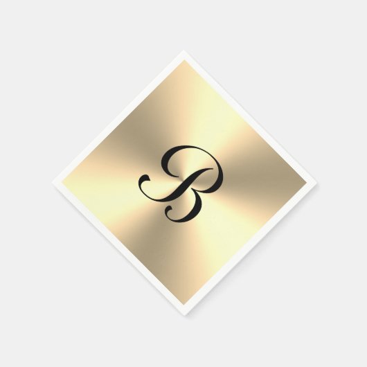 光沢パーソナライズされた金ゴールド金属モノグラカスタムム スタンダードカクテルナプキン (角)