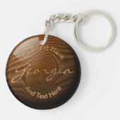 光沢フェイクのある木目・カスタム キーホルダー (裏面)