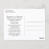 光沢フェイクのある濃いワインレッド卒業発表 ポストカード (裏面)