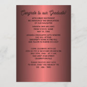 光沢フェイクのある濃いワインレッド卒業 案内状 (裏面)