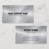 光沢フェイクのある私、シルバーア縁どントビジネスカード 名刺 (正面/裏面)