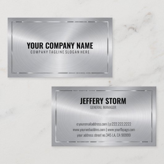 光沢フェイクのある私、シルバーア縁どントビジネスカード 名刺 (正面/裏面)