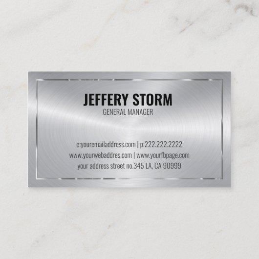 光沢フェイクのある私、シルバーア縁どントビジネスカード 名刺 (裏面)