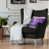 光沢フェイクのある銀グリッターアメジスト箔モノグラム クッション