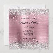 光沢フェイクのある銀グリッターピ淡い色のックフォイルモノグラム 招待状 (裏面)