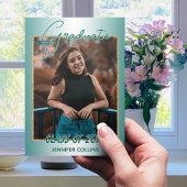 光沢フェイクティール（緑がかった色）グリーン金ゴールドグリッター卒業 案内状