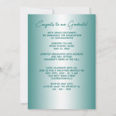 光沢フェイクティール(緑がかった色)グリーン金ゴールドグリッター卒業 案内状 (裏面)