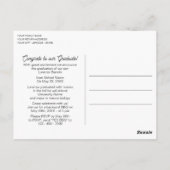 光沢フェイク濃い赤黒の卒業発表 ポストカード (裏面)