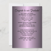 光沢フェイク紫バイオレットパープル卒業 案内状 (裏面)