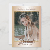 光沢フェイク金ゴールドグリッターグラム卒業 案内状 (正面)