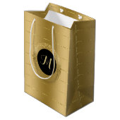 光沢フェイク金ゴールドモノグラストライプム ミディアムペーパーバッグ (裏面アングル)