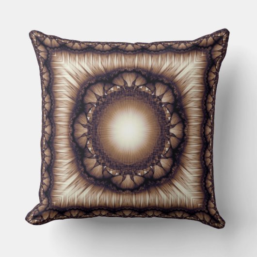 光沢フローラのフラクタルフレームパターン クッション (正面)