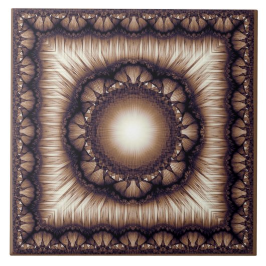 光沢フローラのフラクタルフレームパターン タイル (正面)