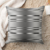 光沢モダンのある銀ストライプ色 クッション (ブランケット)