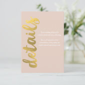 光沢モダンホイフェイクル金ゴールドベージュ結婚詳細 出欠カード (スタンド正面)