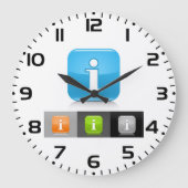 光沢モダン情報シンボル ラージ壁時計 (正面)