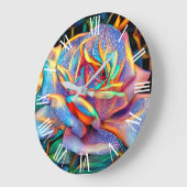 光沢ユニークバラアートドリーム ラージ壁時計 (傾斜)