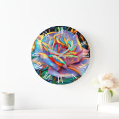 光沢ユニークバラアートドリーム ラージ壁時計 (ホーム)