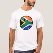 光沢ラウンドハッピー南アフリカ国旗 Tシャツ (正面)
