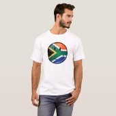 光沢ラウンドハッピー南アフリカ国旗 Tシャツ (正面フル)