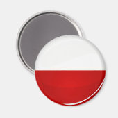 光沢ラウンドポーランド国旗 マグネット (正面/裏面)