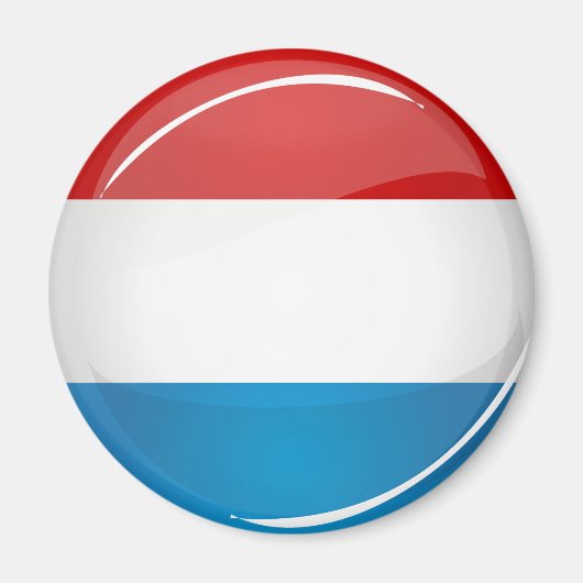 光沢ラウンドルクセンブルク国旗 マグネット (正面)