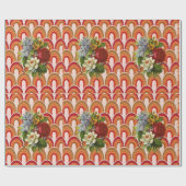 光沢ラッピング紙オレンジフローラ ラッピングペーパー (フラット)